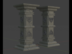 Gothic Pillars - Concrete Concrete Cracked Model 3D