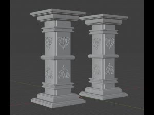 Gothic Pillars - Concrete Concrete Cracked Model 3D
