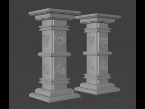 Gothic Pillars - Concrete Concrete Cracked 3D Model