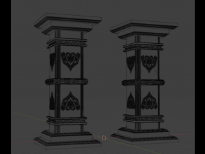 Gothic Pillars - Concrete Concrete Cracked Model 3D