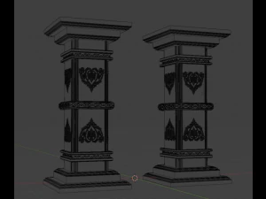 Gothic Pillars - Concrete Concrete Cracked 3D Model