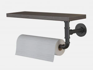Wall Mounted Paper Towel Holder Dispenser Industrial Pipe Vintage Black 3D Model