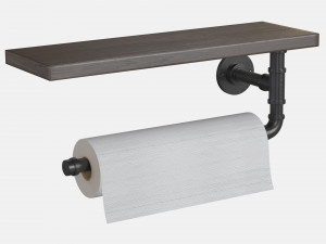 Wall Mounted Paper Towel Holder Dispenser Industrial Pipe Vintage Black 3Dモデル