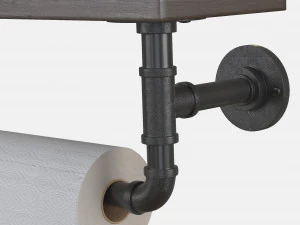 Wall Mounted Paper Towel Holder Dispenser Industrial Pipe Vintage Black 3D Model