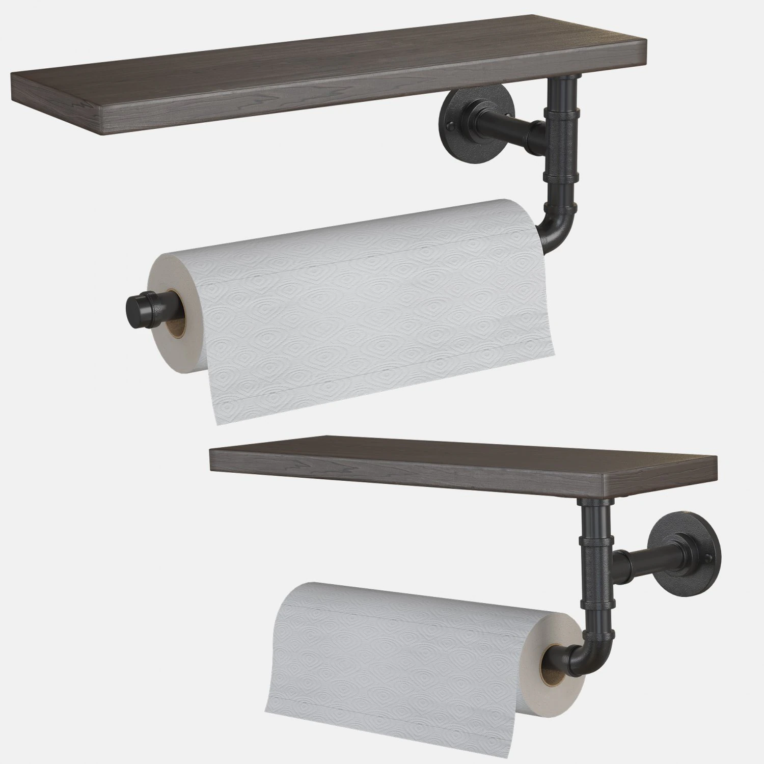 Wall Mounted Paper Towel Holder Dispenser Industrial Pipe Vintage Black 3D Model .c4d .max .obj .3ds .fbx .stl .blend 