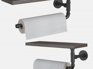 Wall Mounted Paper Towel Holder Dispenser Industrial Pipe Vintage Black 3D Model