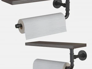 Dispenser Porta Asciugamani Di Carta A Parete Tubo Industriale Vintage Nero Modello 3D