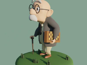 Toon oldman Dave Low-poly 3D Model