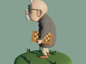 Toon oldman Dave Low-poly 3D Model