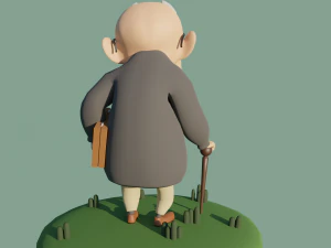 Toon oldman Dave Low-poly 3D Model