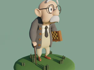 Toon oldman Dave Low-poly 3D Model