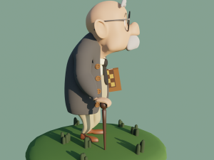 Toon oldman Dave Low-poly Modelo 3D