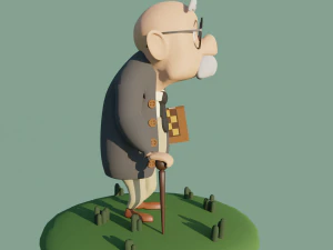 Toon oldman Dave Low-poly 3D Model