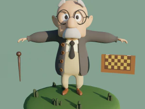 Toon oldman Dave Low-poly 3D Model