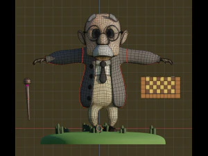 Toon oldman Dave Low-poly 3D Model