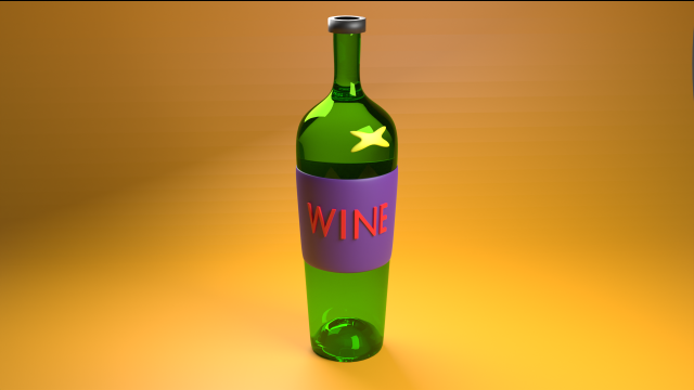 Bottle of wine in low poly 3D Model .c4d .max .obj .3ds .fbx .stl .blend 