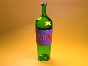 Пляшка вина в низькому поле 3D Модель