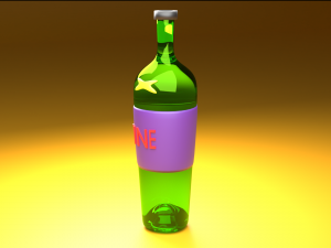 Bottle of wine in low poly 3D Model
