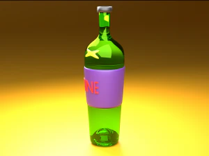 Bottle of wine in low poly 3D Model
