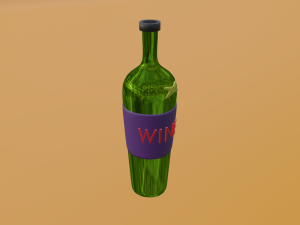 Bottle of wine in low poly 3D Model