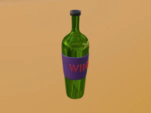 Bottle of wine in low poly 3D Model