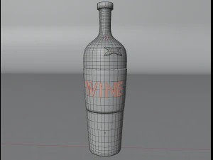 Bottle of wine in low poly 3D Model