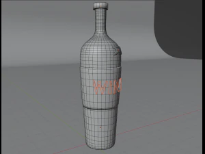 Bottle of wine in low poly 3D Model