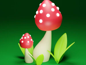 Мультяшний гриб 3D Модель