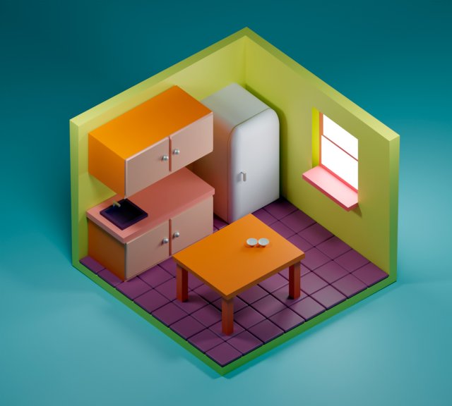 Kitchen room 3D Model .c4d .max .obj .3ds .fbx .stl .blend 