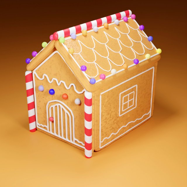 Gingerbread house 3D Model .c4d .max .obj .3ds .fbx .stl .blend 