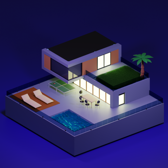 Villa 3D मॉडल .c4d .max .obj .3ds .fbx .stl .blend 