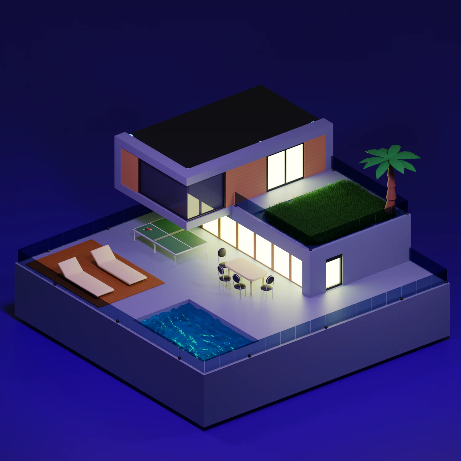 Villa 3D Model .c4d .max .obj .3ds .fbx .stl .blend