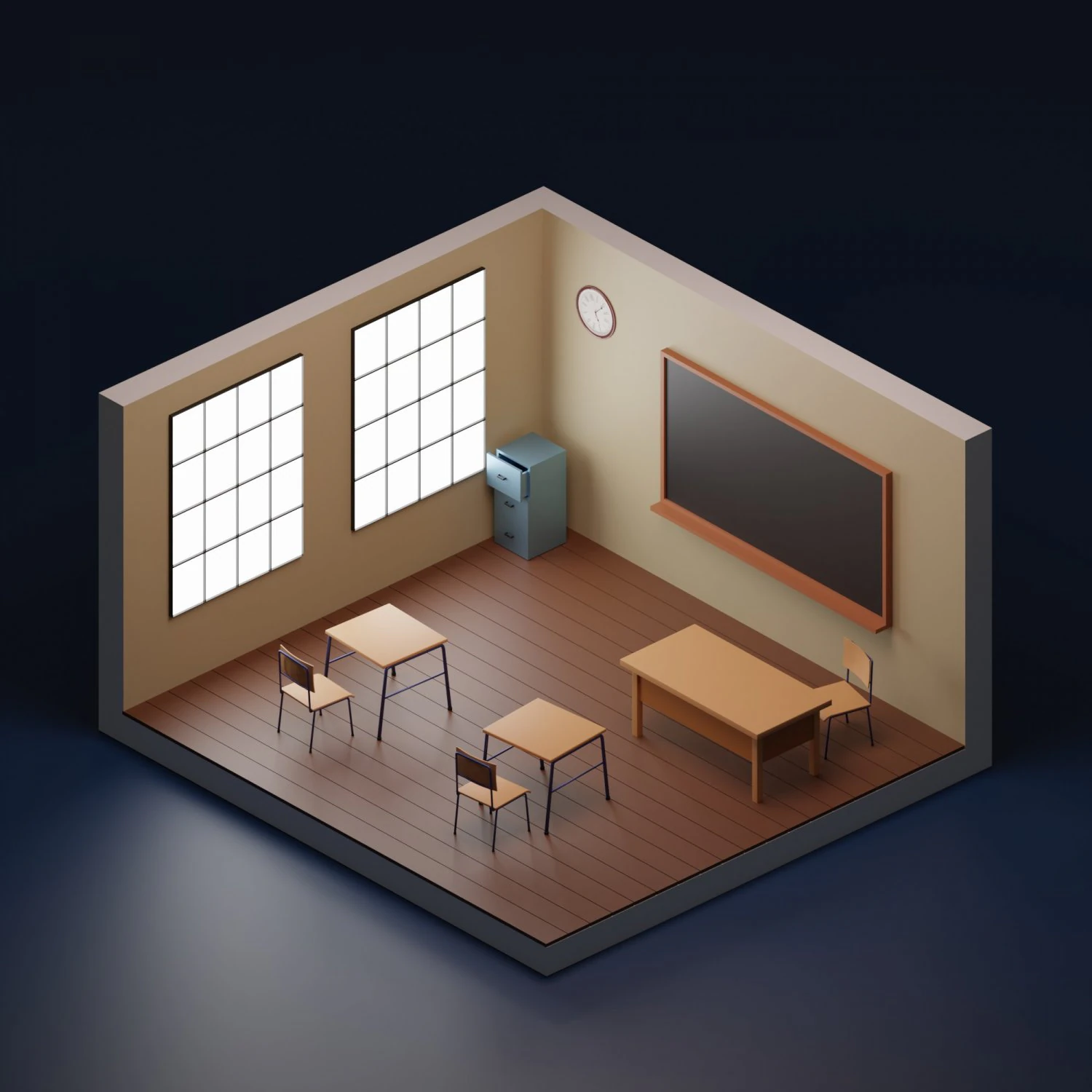 Class room 3D Model .c4d .max .obj .3ds .fbx .stl .blend 