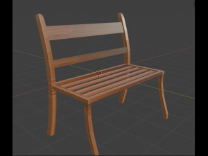 Three d Model of a wooden bench-sofa Modèle 3D