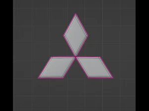 Mitsubishi Logo Emblem 3D Model