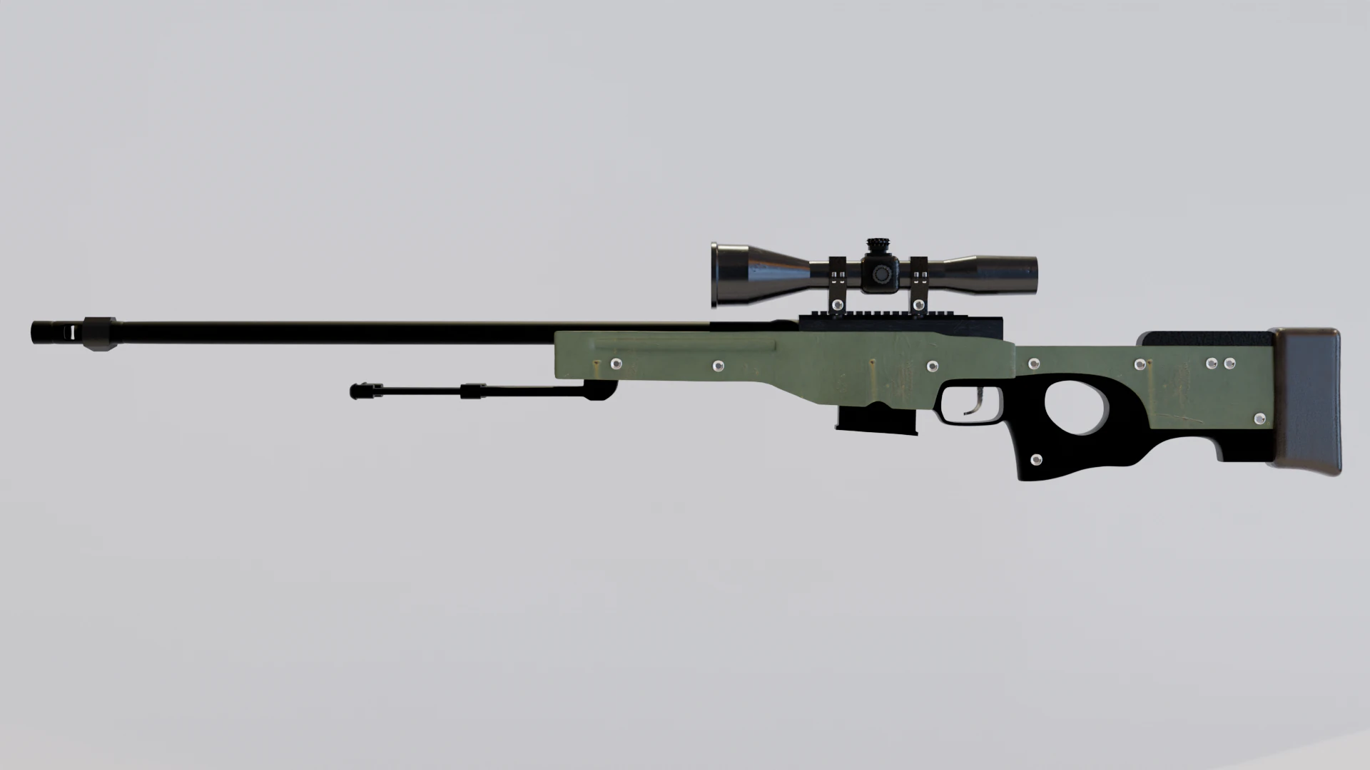 AWP Sniper Rifle 3D Model .c4d .max .obj .3ds .fbx .stl .blend 