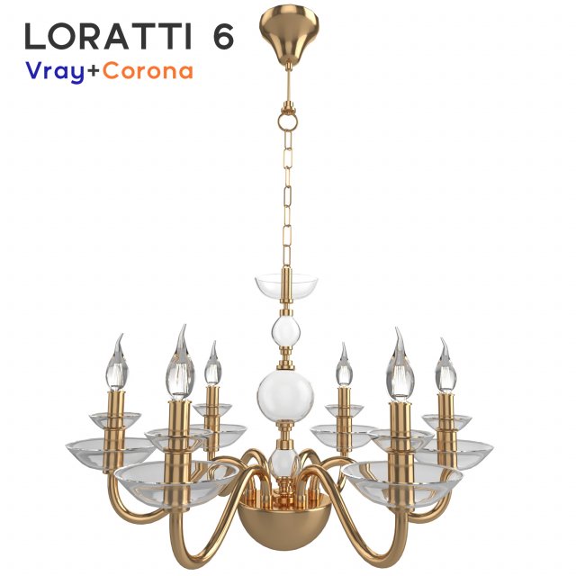 Лоратті 6 ламп 3D Модель .c4d .max .obj .3ds .fbx .stl .blend
