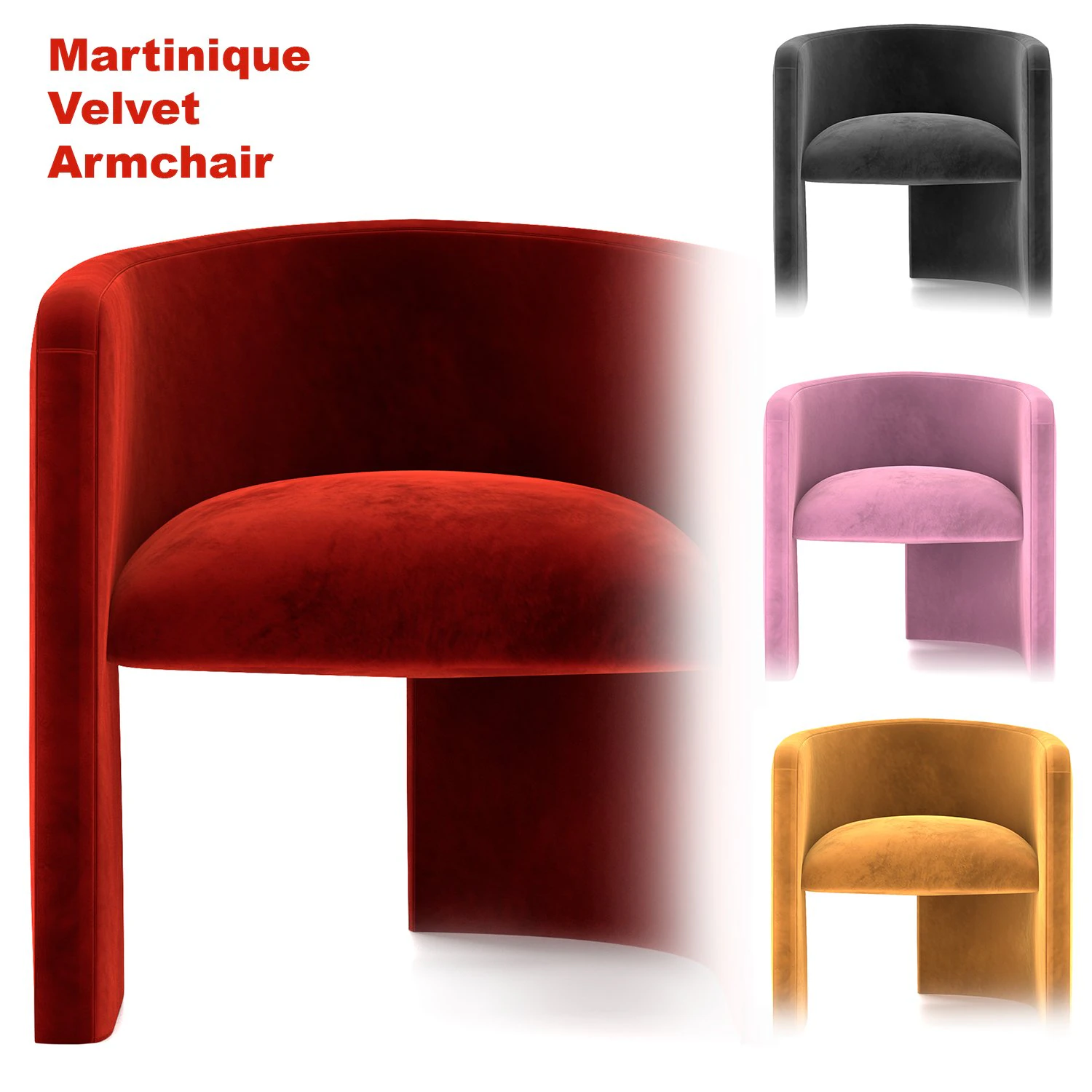 Martinique Velvet Armchair 3D Model .c4d .max .obj .3ds .fbx .stl .blend 