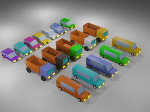 Activo de coches LowPoly Modelo 3D