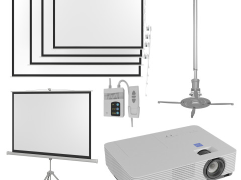 Projector Sony VPL DX221 with Screen Set 3D Model
