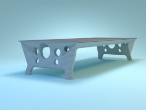 A table in front of the sofa 3D मॉडल