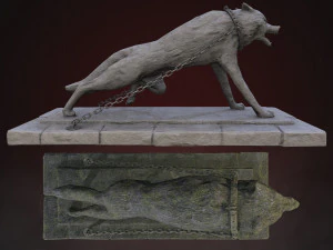 Stone Wolf Low-poly 3D Model