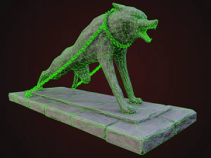 Stone Wolf Low-poly 3D Model