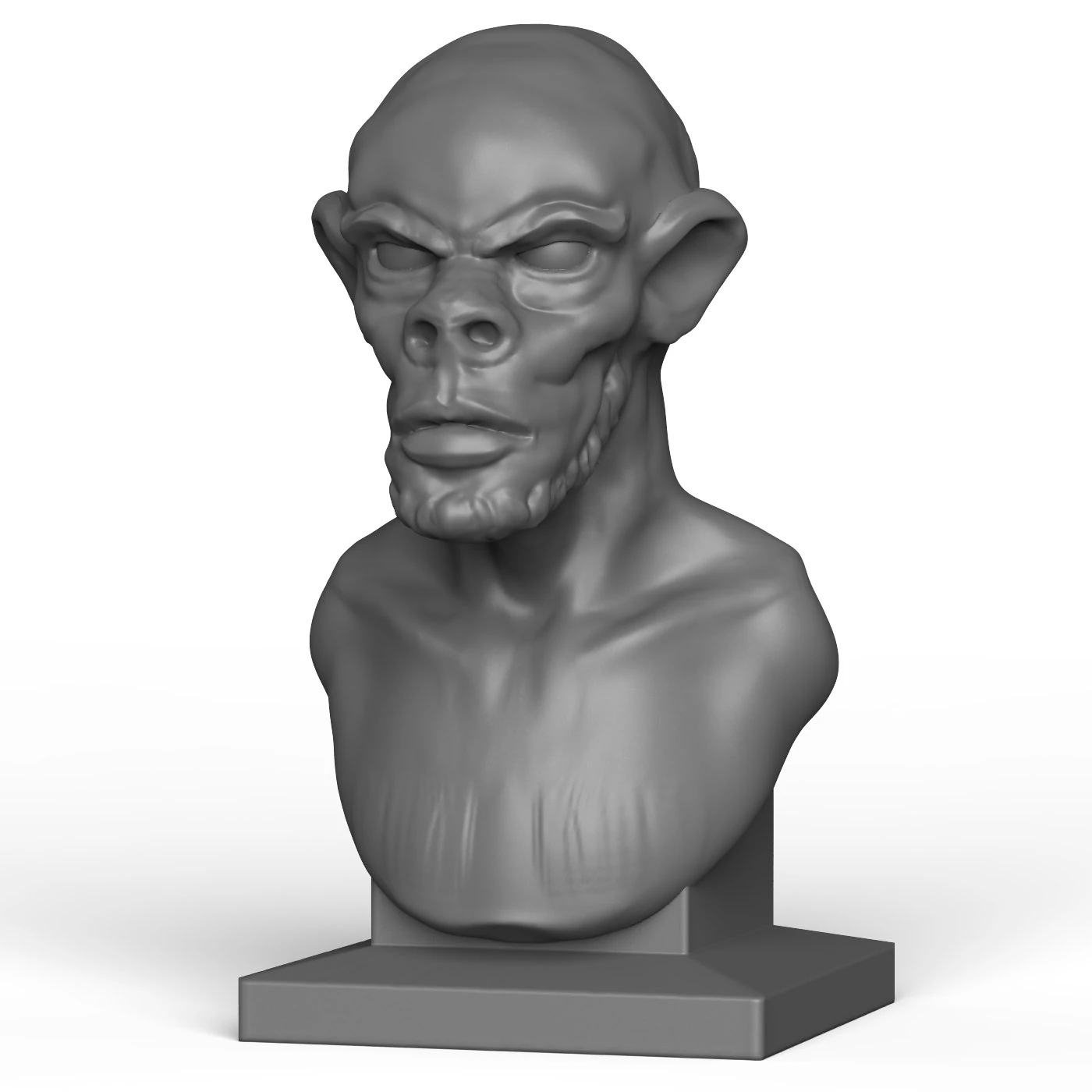 Print Ready 3D Ape Statue 3D Model .c4d .max .obj .3ds .fbx .stl .blend 