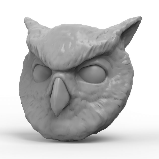 Owl Head 3D Printable Model 3Dモデル .c4d .max .obj .3ds .fbx .stl .blend