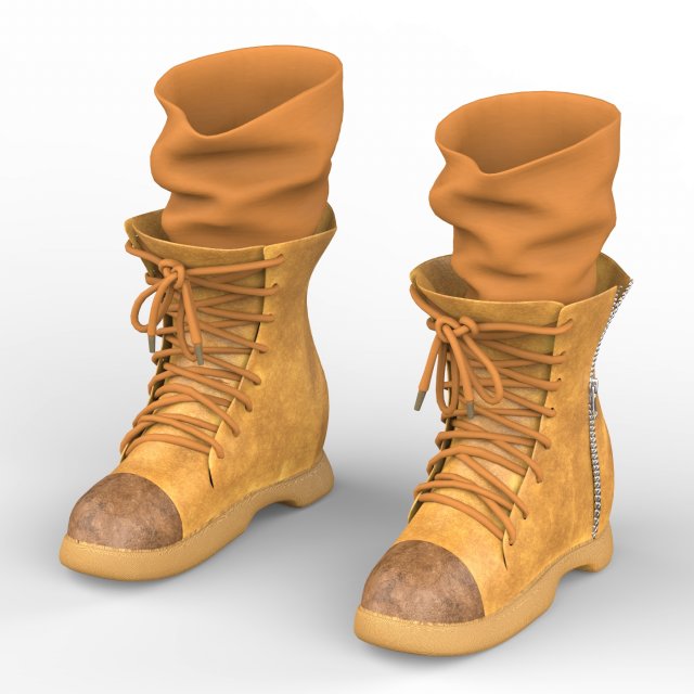 Leather Boot With Socks Modelo 3D .c4d .max .obj .3ds .fbx .stl .blend 