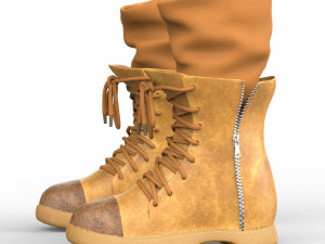 Leather Boot With Socks Modelo 3D