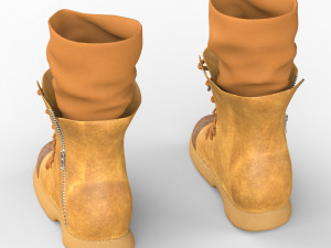 Leather Boot With Socks Modelo 3D