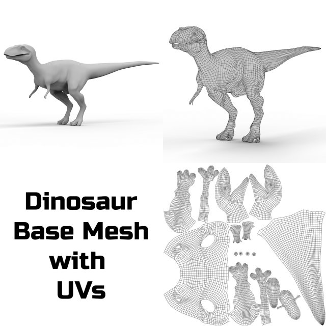 Dinosaur Base Mesh 3D Model .c4d .max .obj .3ds .fbx .stl .blend 