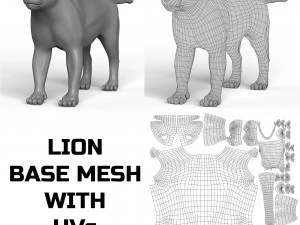 Siatka bazowa Lion Model 3D